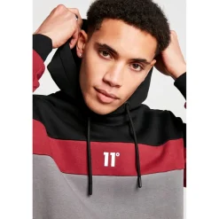 11 Degrees Mens Degrees Panel Hoodie in Black