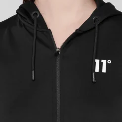 11 Degrees Poly Full Zip Hoodie in Black