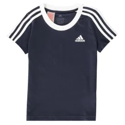 adidas 3 Stripe T-Shirt Junior Girls in Blue