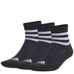 adidas 3 Stripes Cushioned Sportswear Mid Cut Socks 3 Pairs in Black