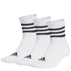 adidas 3 Stripes Cushioned Sportswear Socks 3 Pairs Womens in White
