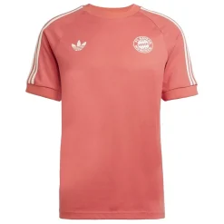 adidas Bayern Munich Originals 3 Stripe T-Shirt Adults in Red