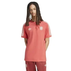 adidas Bayern Munich Originals 3 Stripe T-Shirt Adults in Red