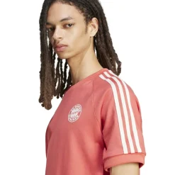 adidas Bayern Munich Originals 3 Stripe T-Shirt Adults in Red