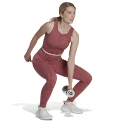 adidas Crew Neck Cropped Bra Top in Red