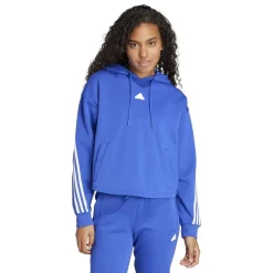 adidas Cropped Hooded Relaxed Fit Sweatshirt in Blue