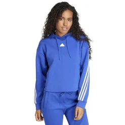 adidas Cropped Hooded Relaxed Fit Sweatshirt in Blue