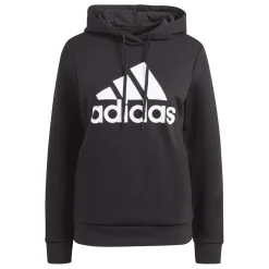 adidas Essentials Big Logo Fleece Hoodie in Black