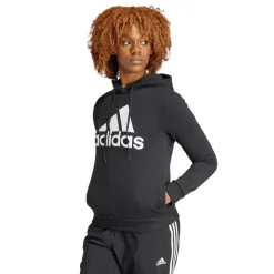 adidas Essentials Big Logo Fleece Hoodie in Black