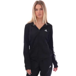 adidas Essentials Logo French Terry Tracksuit in Black-White