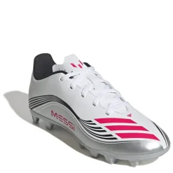 adidas F50 Messi Club Childrens Firm Ground Football Boots in White
