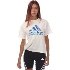 adidas Floral Graphic Big Logo T-shirt in White