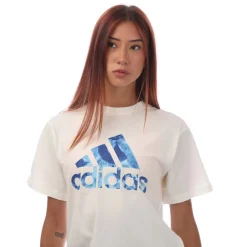 adidas Floral Graphic Big Logo T-shirt in White