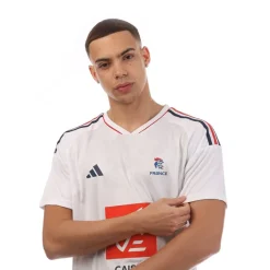 adidas France V-Neck Regular Fit T-Shirt in White