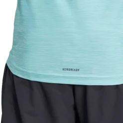 adidas Gym+ 3-Stripes 1/4 Zip Training Top in Light Blue