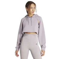 adidas HIIT Cropped Hooded Sweatshirt in Purple