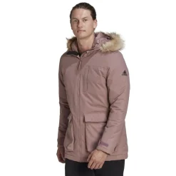 adidas Hooded Long Regular Fit Coat in Pink