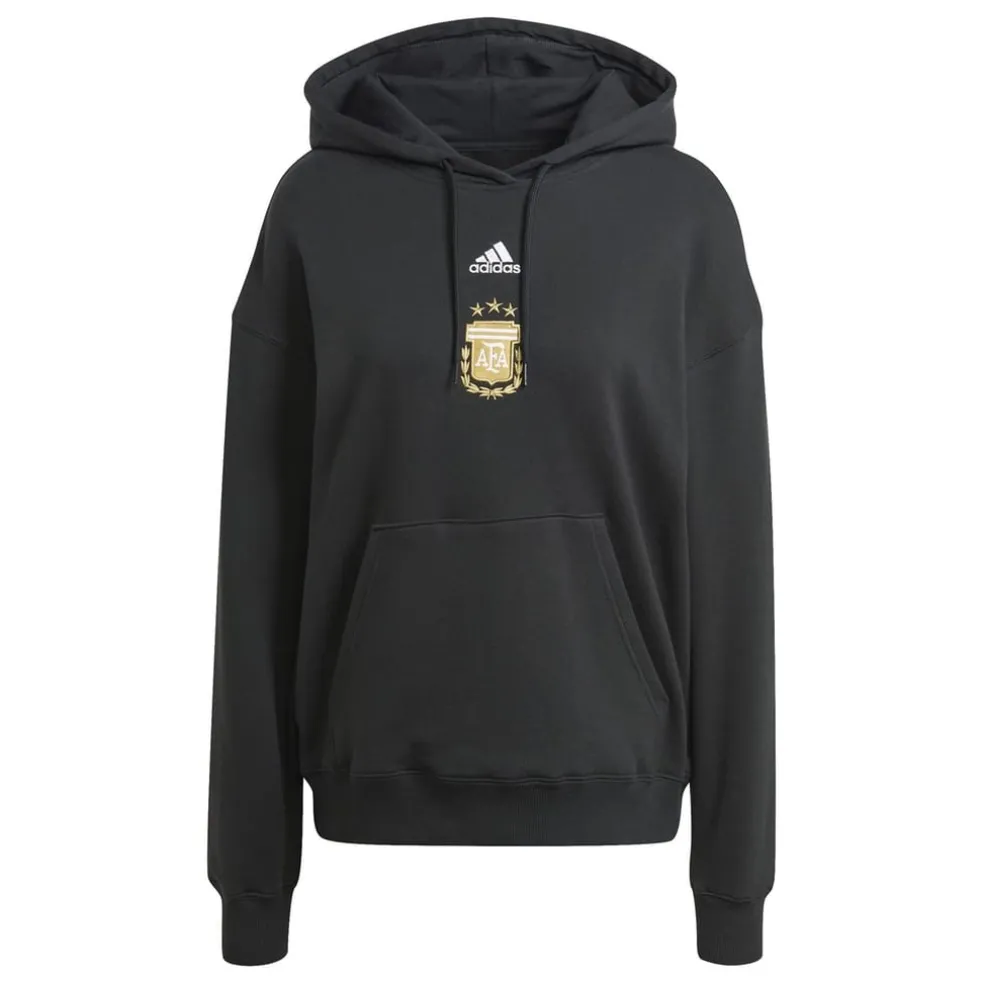 adidas Hooded Relaxed Fit Long Sleeve Sweatshirt in Black