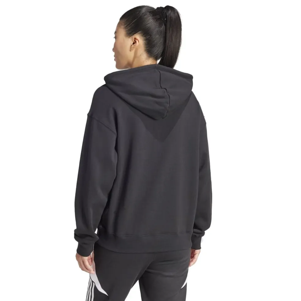 adidas Hooded Relaxed Fit Long Sleeve Sweatshirt in Black