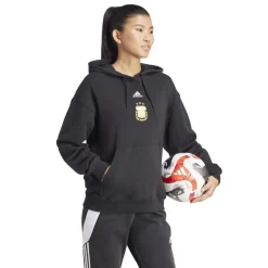 adidas Hooded Relaxed Fit Long Sleeve Sweatshirt in Black