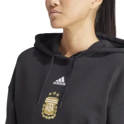 adidas Hooded Relaxed Fit Long Sleeve Sweatshirt in Black