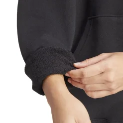 adidas Hooded Relaxed Fit Long Sleeve Sweatshirt in Black