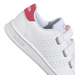 adidas Junior Advantage Court Trainers in White pink