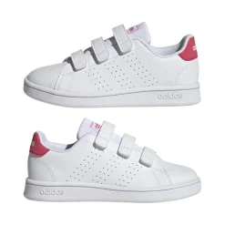 adidas Junior Advantage Court Trainers in White pink