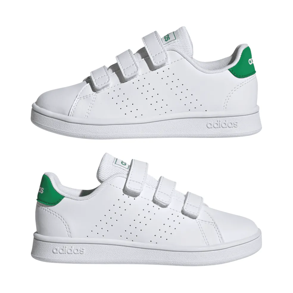 adidas Junior Advantage Hook-and-Loop Trainers in White