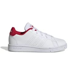 adidas Junior Advantage Trainers in White red