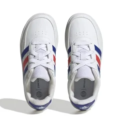 adidas Junior Breaknet Lifestyle Court Lace Trainers in White blue red