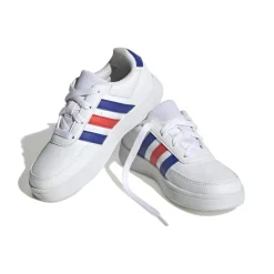 adidas Junior Breaknet Lifestyle Court Lace Trainers in White blue red