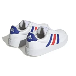 adidas Junior Breaknet Lifestyle Court Lace Trainers in White blue red