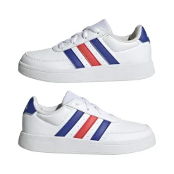 adidas Junior Breaknet Lifestyle Court Lace Trainers in White blue red