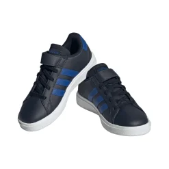 adidas Junior Grand Court 2.0 Elastic Strap Trainers in inkwell