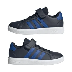 adidas Junior Grand Court 2.0 Elastic Strap Trainers in inkwell
