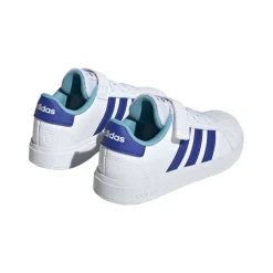 adidas Junior Grand Court 2.0 Elastic Strap Trainers in White