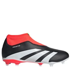 adidas Juniors Predator League Laceless FG Football Boots in Black-White