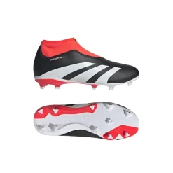 adidas Juniors Predator League Laceless FG Football Boots in Black-White