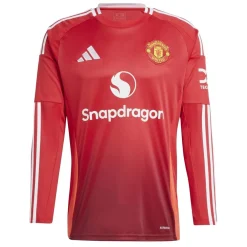 adidas Manchester United Home Long Sleeve Shirt 2024 2025 Adults in Red