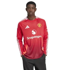 adidas Manchester United Home Long Sleeve Shirt 2024 2025 Adults in Red