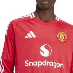adidas Manchester United Home Long Sleeve Shirt 2024 2025 Adults in Red