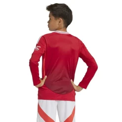 adidas Manchester United Home Long Sleeve Shirt 2024 2025 Juniors in Red