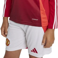 adidas Manchester United Home Long Sleeve Shirt 2024 2025 Juniors in Red