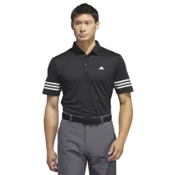adidas Mens 3 Stripe Polo Shirt in Black
