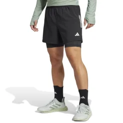 adidas Mens Own The Run 2 In 1 Running Shorts in Black