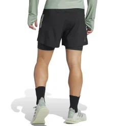 adidas Mens Own The Run 2 In 1 Running Shorts in Black