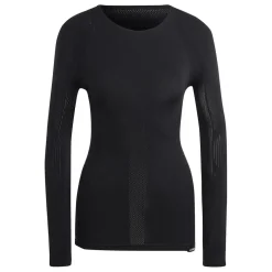 adidas Merino Slim Fit Crew Neck Long Sleeve T-Shirt in Black