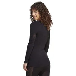 adidas Merino Slim Fit Crew Neck Long Sleeve T-Shirt in Black