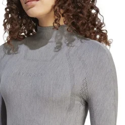adidas Merino Slim Fit Long Sleeve Turtleneck T-Shirt in Grey